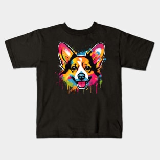 Corgi Dog Colorful Street Art Style Kids T-Shirt